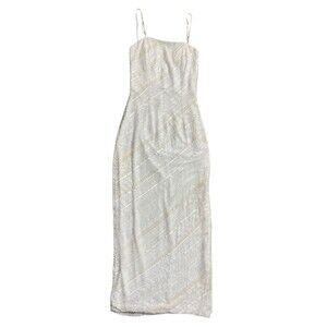 Vtg Cache Strapless White Beaded Maxi Dress Sz 4